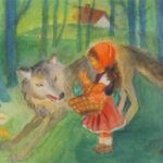 Картичка Червената шапчица и вълкът